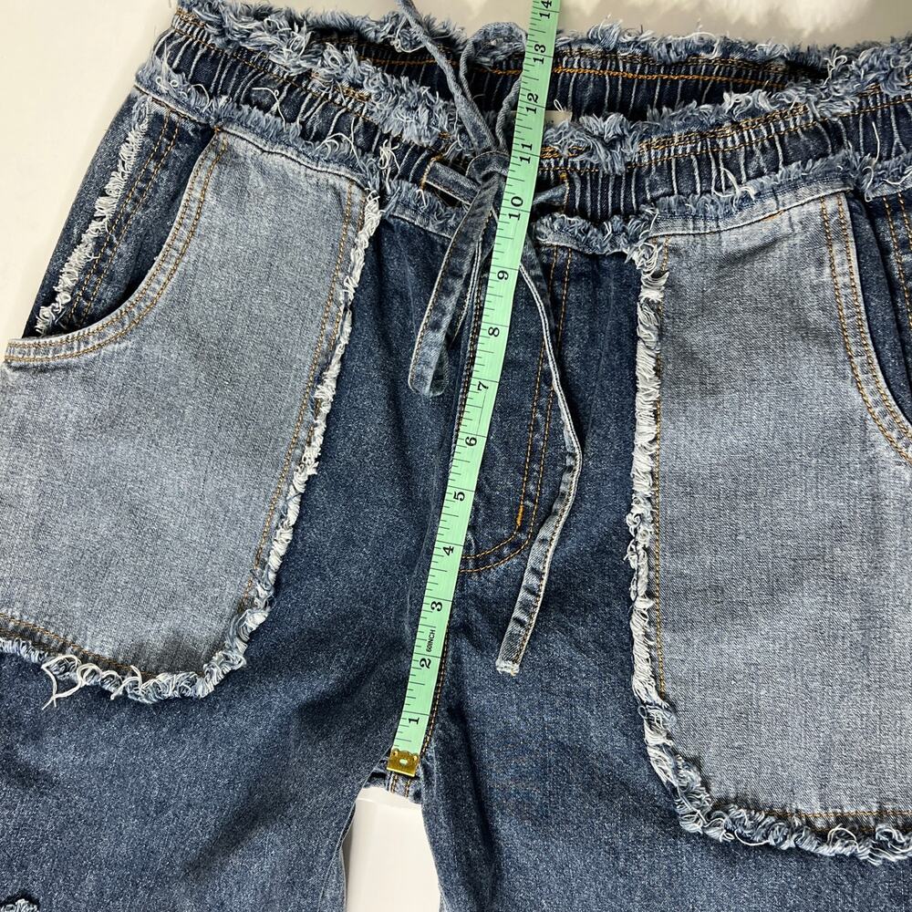 POL Distressed Patchwork Jeans Small Wide Leg Boh… - image 7